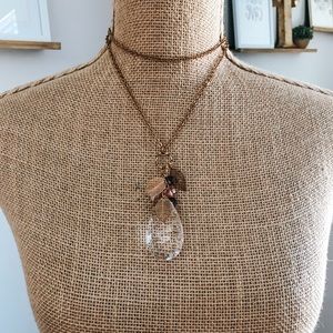 Acrylic & Feather Charm Necklace